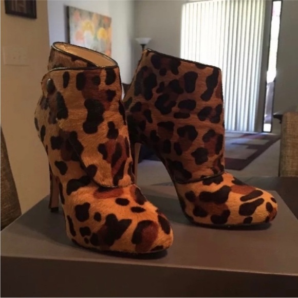 Brian Atwood Leopard Booties - Picture 1 of 9